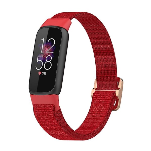 Til Fitbit Luxe Justerbar Elastisk Nylon Urrem Red