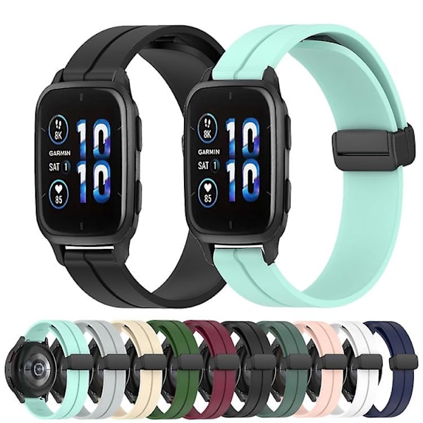 Til Garmin Venu Sq 2 20 mm ensfarvet magnetisk lås silikone urbånd Wine Red