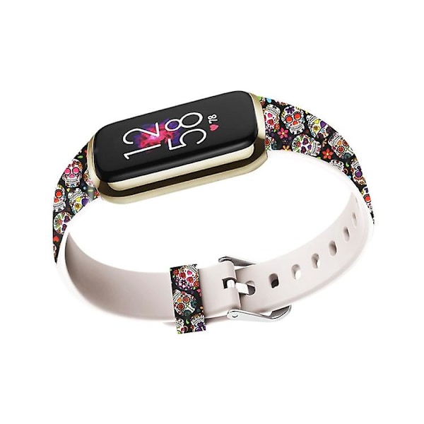 Til Fitbit Luxe Special Edition-tryk af silikoneurrem Skull