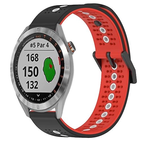 För Garmin Approach S40 20mm Tricolor Andningsbart watch Black-Red-White