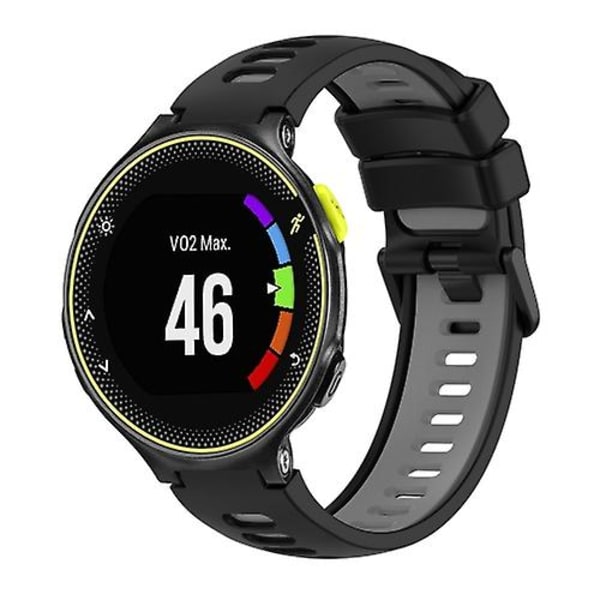 Til Garmin Forerunner 230 To-farvet silikone urrem Black-Grey