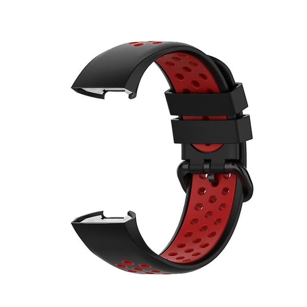 Til Fitbit Charge 4 / Charge 3 Se urknap To farver Silikone erstatningsrem Urrem Black Red