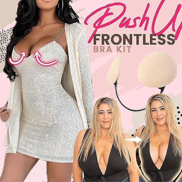 Womens Deep Push-up Frontless BH Kit Rygglös axelbandslös BH Black