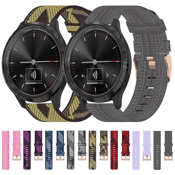 Til Garmin Vivomove 3 20mm nylonvævet urrem Red
