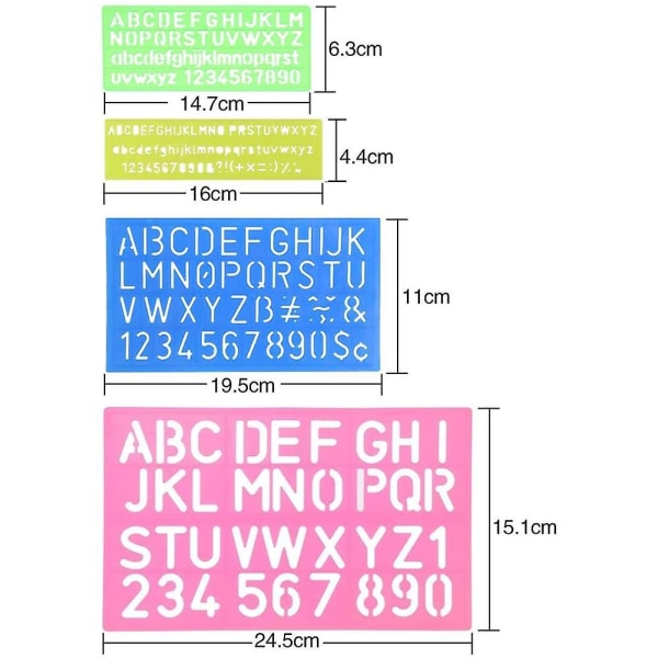 8 stk Bokstavsjablonger Alfabetsjablonger, Plastsjablonger Tegnesjablongersett Bokstavsjablonger sett med tallsjablonger Plastsjablonger Alfabet