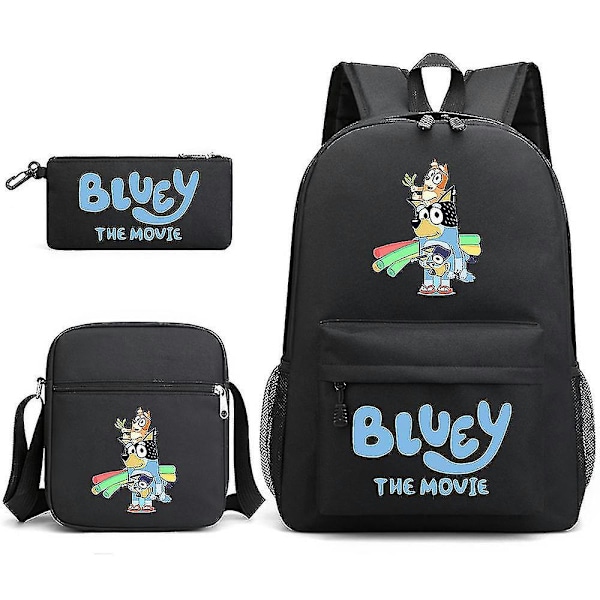 Bluey kolmiosainen koululaukku Black 1