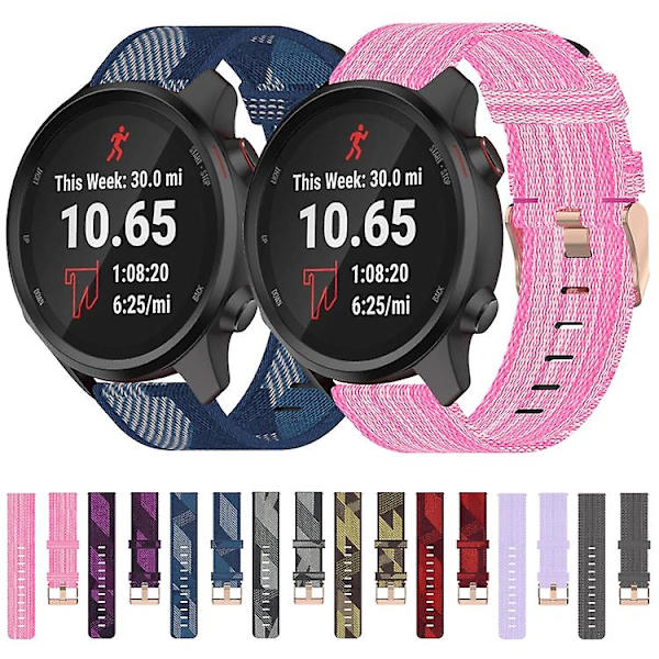 Til Garmin Forerunner 245 20mm nylonvævet urrem Blue