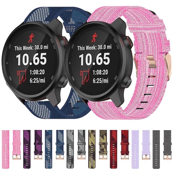 Til Garmin Forerunner 245 20mm nylonvævet urrem Grey