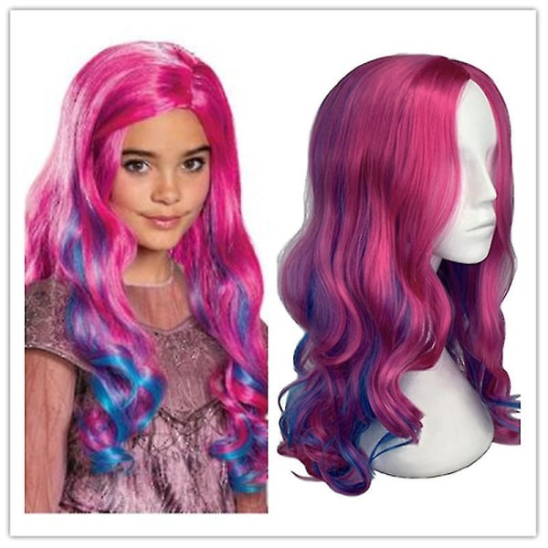 Barn Jenter Ombre Lang krøllete parykk Bølgete Descendants 3 Cosplay-parykker, rosa