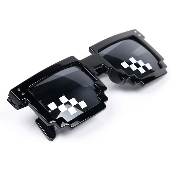 3-pak solbriller, solbriller mænd kvinder 8 bit glas pixel mosaik rekvisitter Unisex solbriller - sort