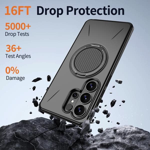 Etui til Samsung Galaxy S26 Ultra Støtsikkert med Magnetisk Roterbart Stativ (rosa)