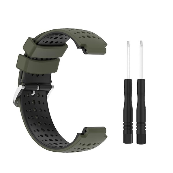 For Garmin Forerunner 235 Lite Silikon Sports Klokkebånd i to farger Amygreen-Black