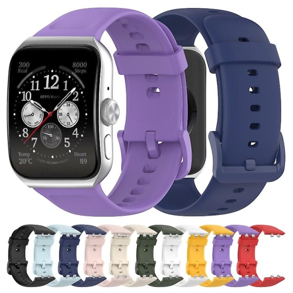 För Oppo Watch 3 Pro Solid Color Soft Silicone Watch Band Light Blue