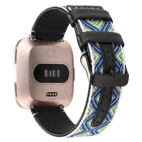 Til Fitbit Versa etnisk stil ægte læderurrem Rural