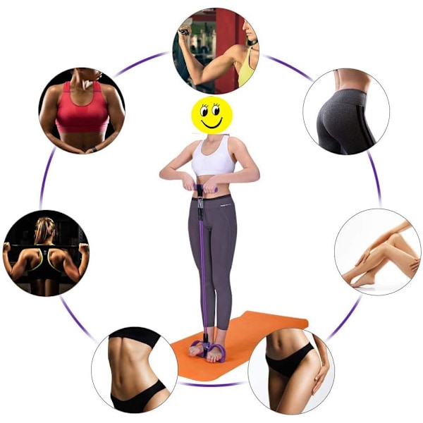 Multifunktionell Pedal för Kvinnor med 4 Tub Yoga Elastiskt Dragband Fitnessutrustning Bodybuilding Expander för Mage Midja Arm Ben Stretching