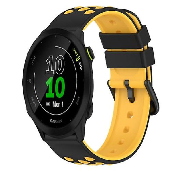 Til Garmin Forerunner 55 20 mm tofarvet silikoneurrem Black-Red