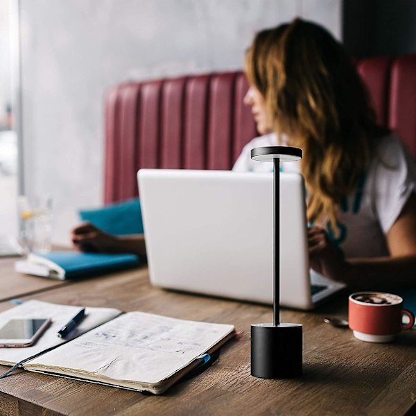 Trådløs Bordlampe, Led Metal Usb Genopladelig 6000 mah 2-niveauer Lysstyrke Natlys Skrivebordslampe Læselampe Til Restaurant/soveværelse/sovesal (guld) Black
