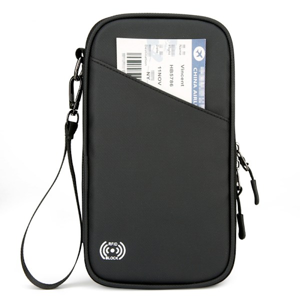 Solid farvet multifunktionel ID-opbevaringspose sort