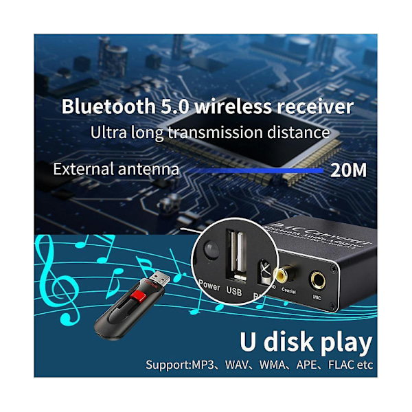 Digital Dac Dekoder Optisk Til Rca Konverter Bluetooth 5.0 Mottaker Optisk Koaksial Digital Lyd T
