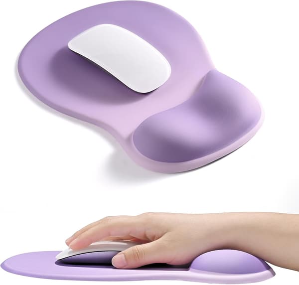 Ergonomisk musmatta med handledsstöd i gel, lindrar handledssmärta (Gradient Lila)