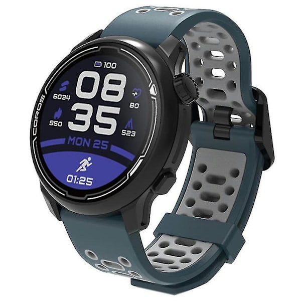 Dubbelfärgad 20 mm silikonklocka för Coros Pace 2/garmin Vivoactive 5/garminactive 5/venu Sq 2 Blue Grey