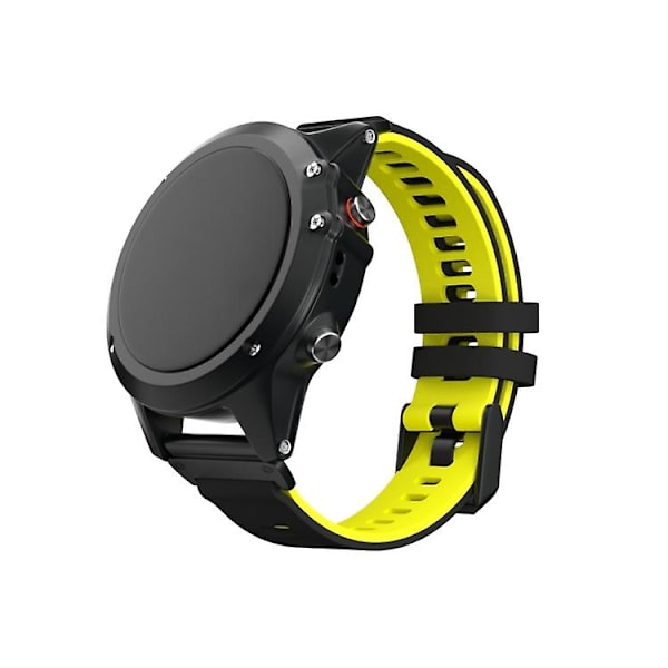 For Garmin Fenix ​​6 To-farget klokkerem med silikonrem Black Yellow