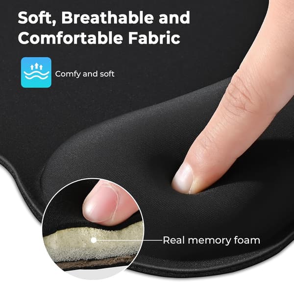 Sklisikker ergonomisk musematte med håndleddsstøtte (grå)
