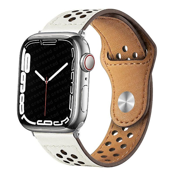 Nahkahihna Apple Watch Ranneke 49mm 44mm 40mm 45mm 41mm 42mm 38mm Correa Rannekoru Iwatch Series 3 4 5 6 Se 7 8 Ultra Strap Ivory 38mm 40mm 41mm
