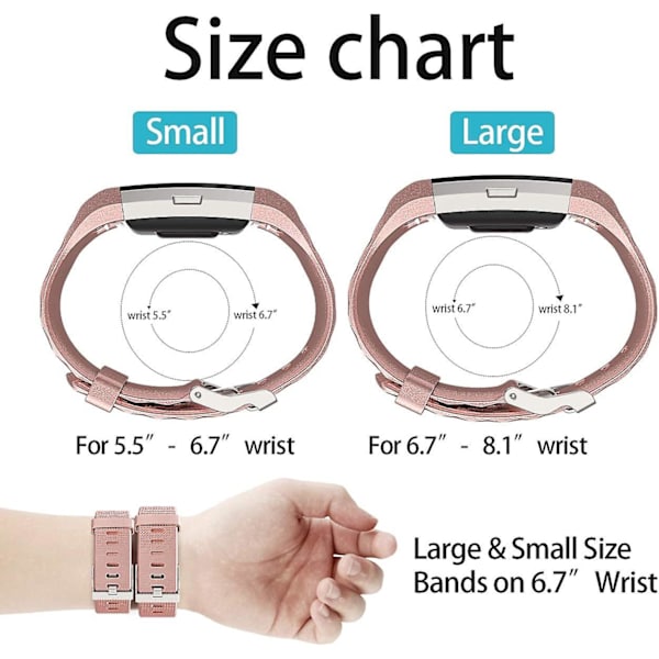 Udskiftningsbånd, der er kompatible med Fitbit Charge 2, Classic & Special Edition justerbare sportsarmbånd Metal-Rose Gold Large