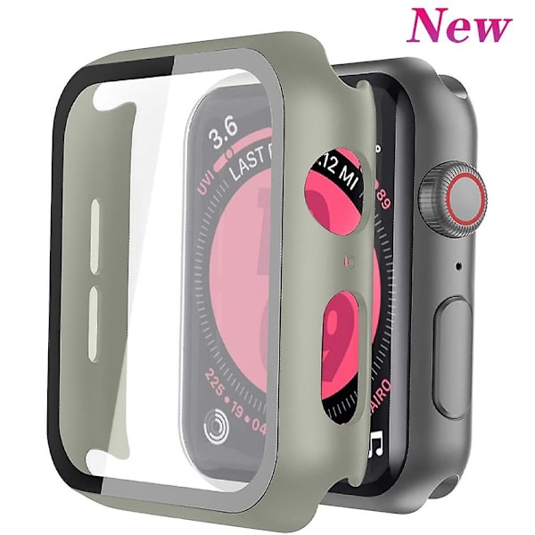 Glass+ cover Apple Watch case 44mm 40mm Iwatch 42mm 38mm näytönsuoja + puskuri Lisävarusteet Applewatch Series 5 4 3 Se 6 Olive 42mm series 321