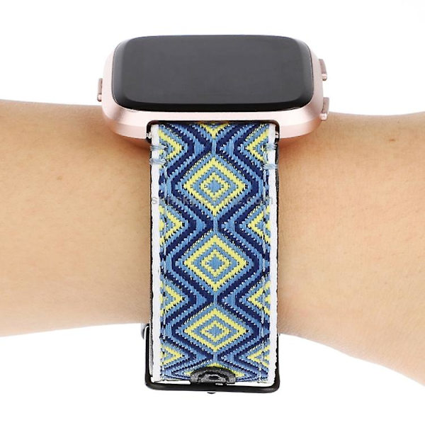 Til Fitbit Versa etnisk stil ægte læderurrem Rural