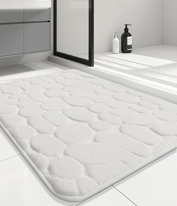 Badrumsmatta i korallfleece, halkfri och absorberande (vit/50x80cm)
