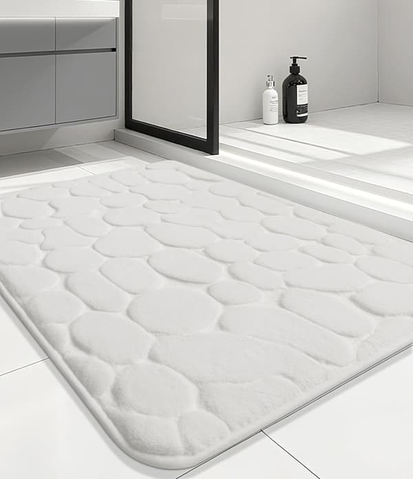 Korallfleece baderomsmatte, sklisikker og absorberende (hvit/40x60cm)