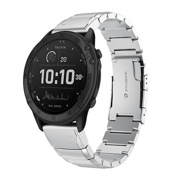 Til Garmin Tactix Delta 26mm Tortoise Shell rustfrit stål urbånd Sliver