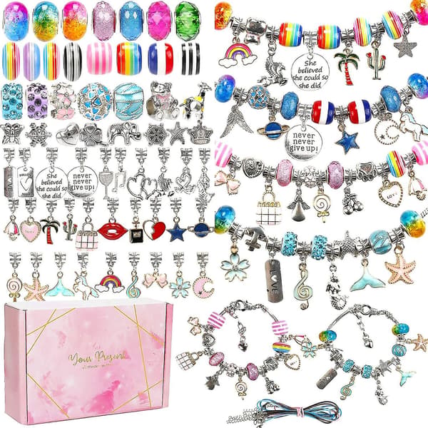 130 stykker charme armbånd gør kit gør det selv håndværk smykker sæt