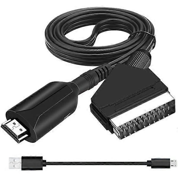 Scart til HDMI-konverter, alt-i-én SCART til HDMI-adapter, 1080P A