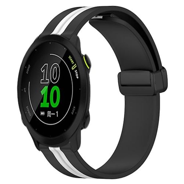För Garmin Forerunner 158 20mm vikbart magnetlås i silikon watch Black-White