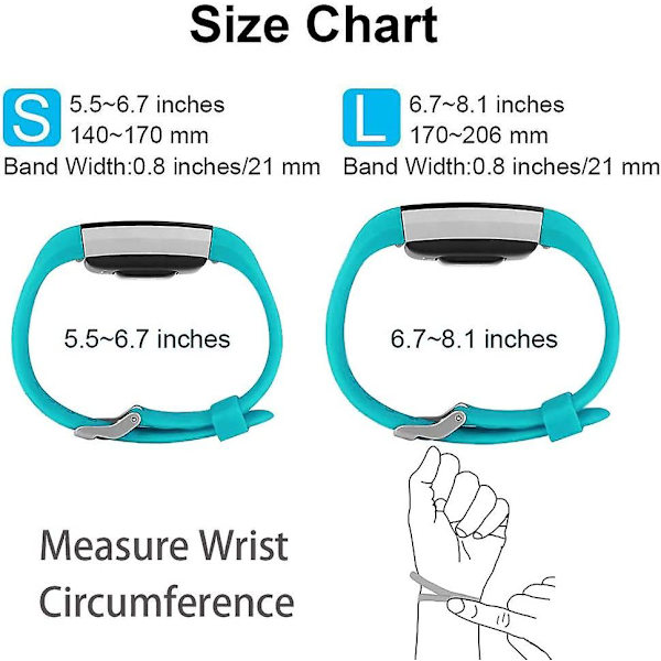 Udskiftningsbånd, der er kompatible med Fitbit Charge 2, Classic & Special Edition justerbare sportsarmbånd Cyan Large