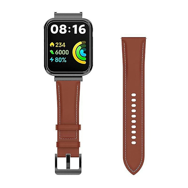 For Xiaomi Redmi Watch 2 Lite - Utbyttbar rem i ekte skinn - Justerbar klokke Dark brown Style E