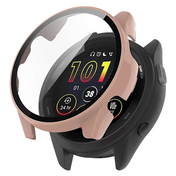 Huamade For Garmin Forerunner 265 Smart Watch Pc case med skärmskydd i härdat glas Pink