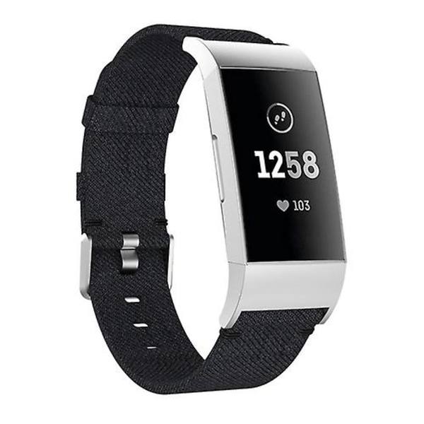 Kudottu Vanvas Nylon watch Fitbit Charge 3:lle Black