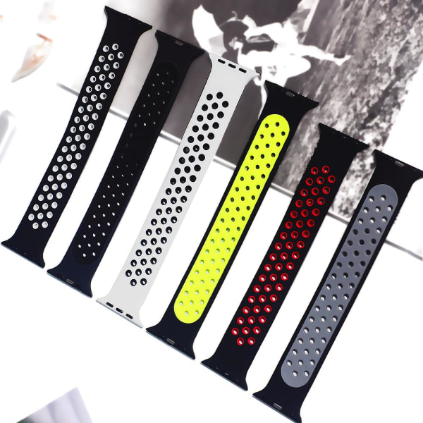 Solo løkkestropp for Apple Watch Band 44 mm 40 mm 38 mm 42 mm pustende silikon elastisk belte armbånd Iwatch Series 3 4 5 Se 6 rainbow white 38mm or 40mmS