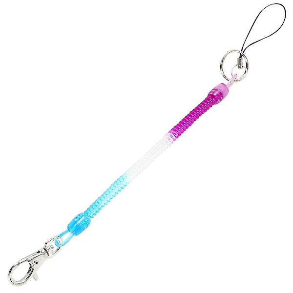 2 X Snap Hook Lilla Blå Spring Stretchy Spiral nøkkelring stropp ledning