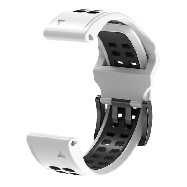 Til Garmin Fenix ​​7 22 mm Dual Row Holes Tofarvet silikone urbånd White Black