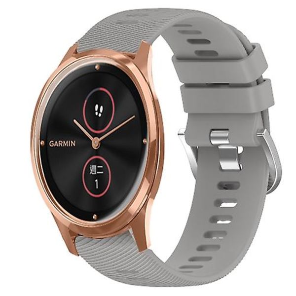 Til Garminmove Luxe 20 mm ensfarvet blød silikone urrem Grey