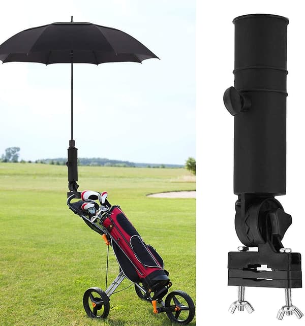 Golfvogn Paraplyholder Universal Golfvogn Paraplyholder Let at installere Passer til alle Golfvognsgreb Sort