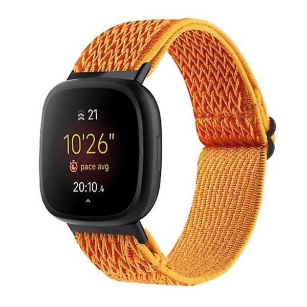 Til Fitbit Versa 4 / Sense 2 Universal Wave Nylon urbånd Orange