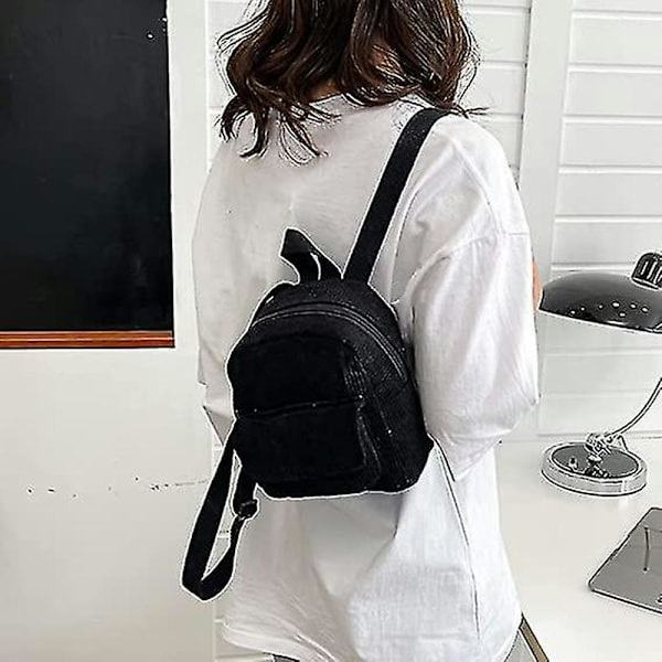 2 st Kvinnors Mini Ryggsäck Sladd Student Flickor Bokväskor Retro Resväskor (d-8d) black