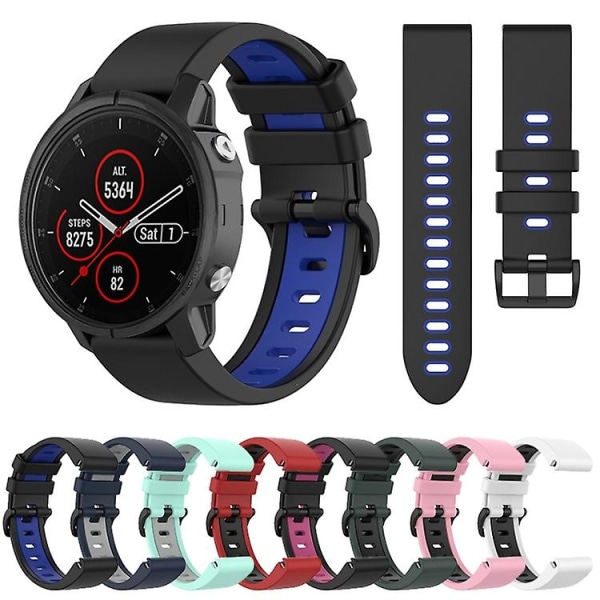 För Garmin Fenix ​​5s Plus 22 mm silikon watch i två färger Black-Blue