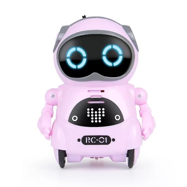 Pocket Rc Robot Prata Interaktiv Dialog Röstigenkänning Spela in Sjunga Dansa Berätta Mini Rc Robotleksaker Present, rosa Jiujiuso